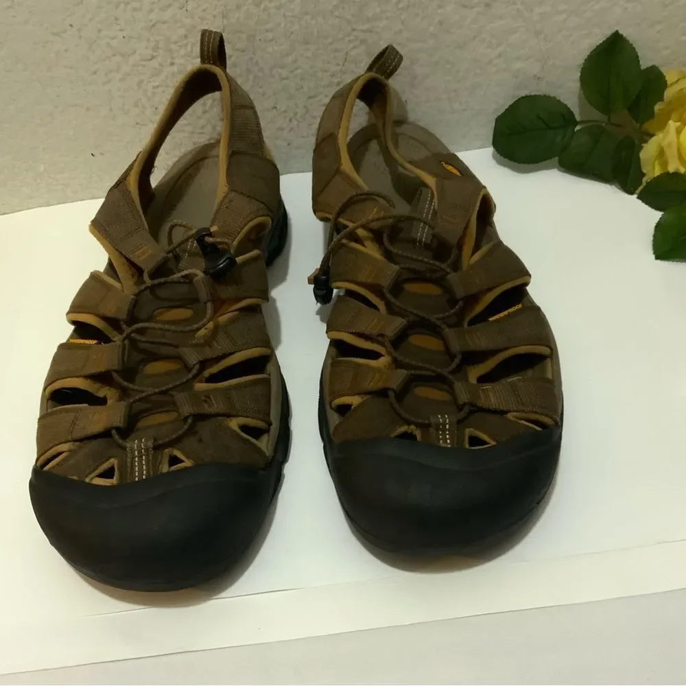 Keen Newport H2 Mens 15 Brown Leather Hiking Trail Water Beach Sandals Shoes